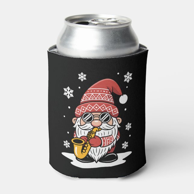 Porta-lata Óculos de Sol Saxofone Gnomo de Natal Floco de Nev (Can Front)