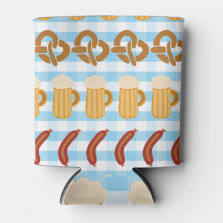 Porta-lata Oktoberfest: cerveja, pretzel, padrão de salsicha