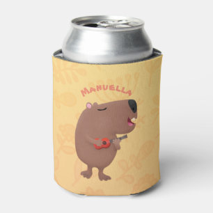 Porta-lata Óptica desenho animado de capybara ukulele
