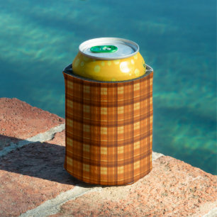 Porta-lata Orange Checked Tartan Impressão,