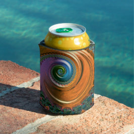 Porta-lata Orange Mandelbrot Swirl