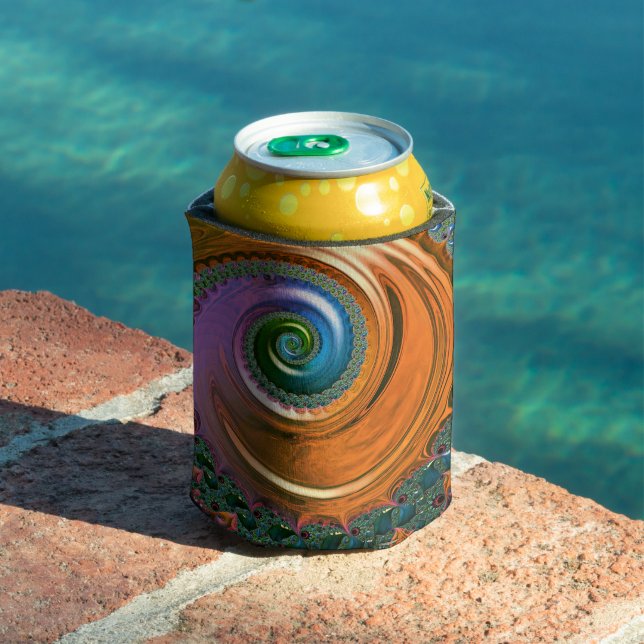 Porta-lata Orange Mandelbrot Swirl (Piscina in situ)