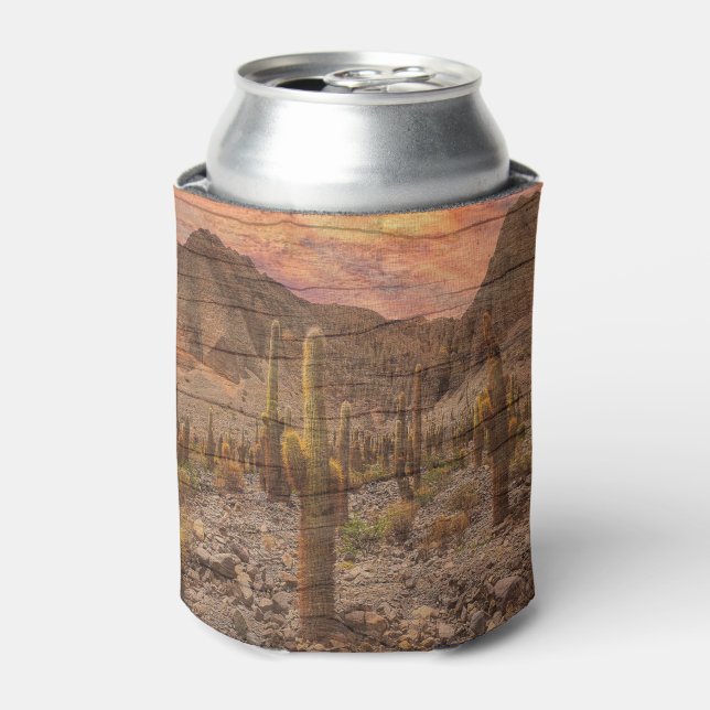 Porta-lata Organ Pipe Cactus On Wood Grain Sunset Photo (Can Front)