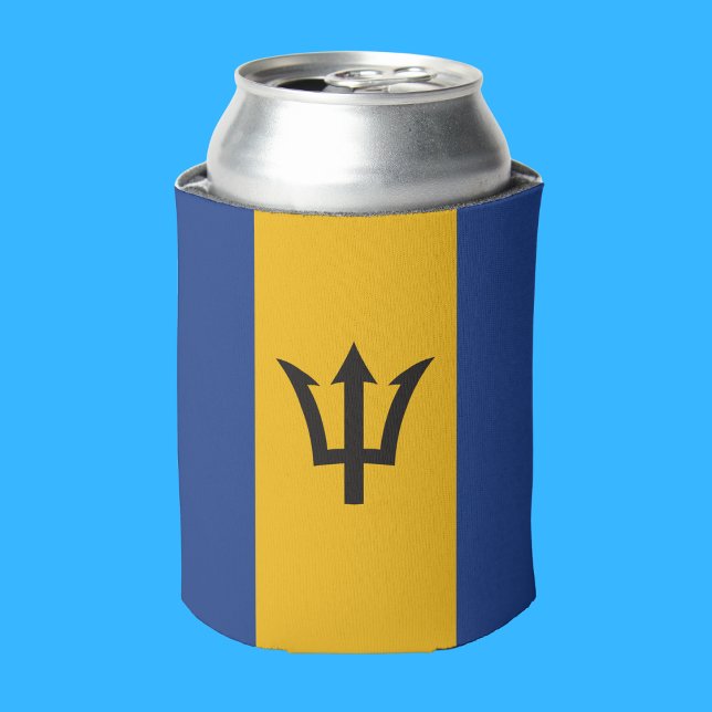 Porta-lata Orgulho da Bandeira de Barbados para Reuniões de F (Bajan flag on can cooler takes up all printable space.)