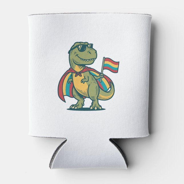 Porta-lata Orgulho Fofo de Dinossauro Camisa Vector Design_1 (Frente)