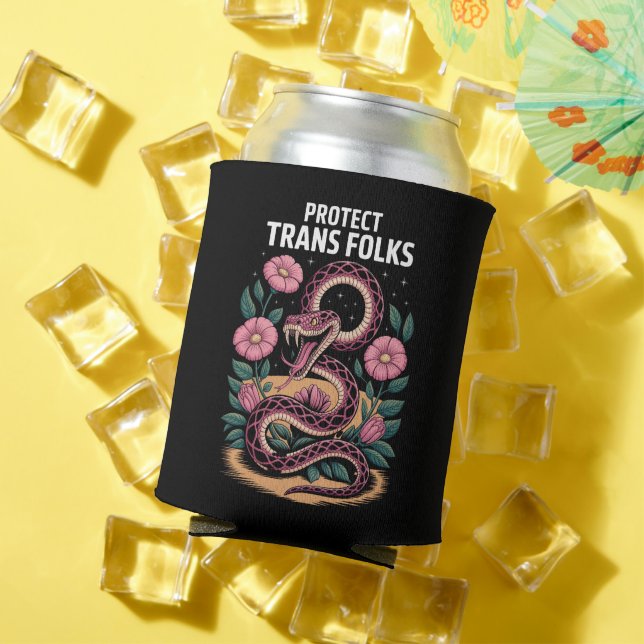 Porta-lata Orgulho Trans Retro Direito Trans Proteger Pessoas (Verão in situ)