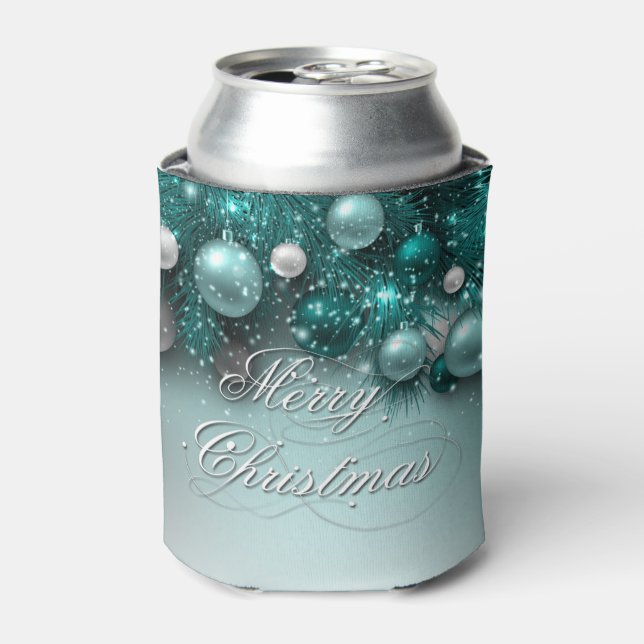 Porta-lata Ornamentos de Natal - Teal (Can Front)