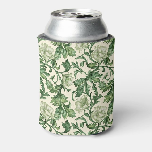 Porta-lata Ornate dark green acanthus leaves pattern (Can Back)