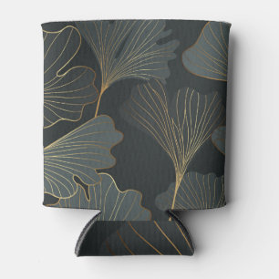 Porta-lata Ouro Ginkgo: Deco Floral Luxurioso.