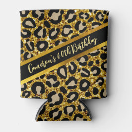 Porta-lata Ouro Glitter Leopard Girly Cheetah Chic Birthday