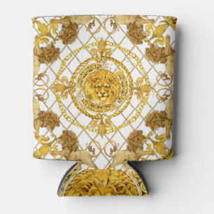 Porta-lata Ouro leão: design do cachecol de seda damasco