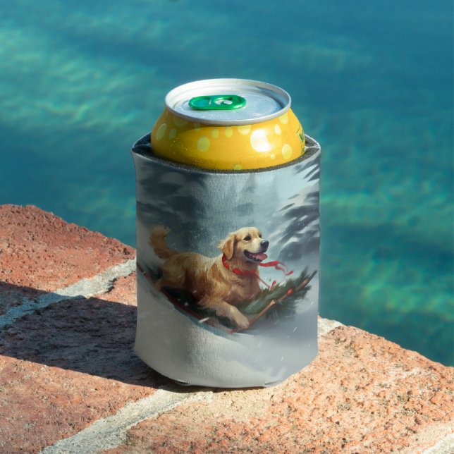 Porta-lata Ouro Retriever Natal Inverno (Piscina in situ)