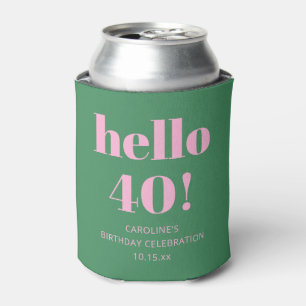 Porta-lata Ousado Brilhante Moderno Retro Rosa Verde 40º Aniv