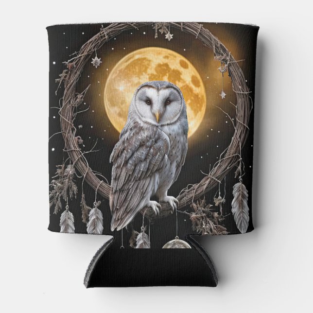 Porta-lata Owl Dreamcatcher Boho with Moon (Frente)