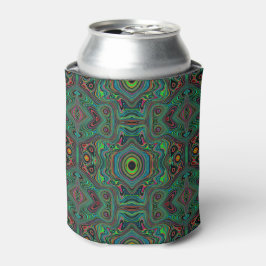 Porta-lata Padrão Abstrato Trippy Retro Preto e Verde Lima