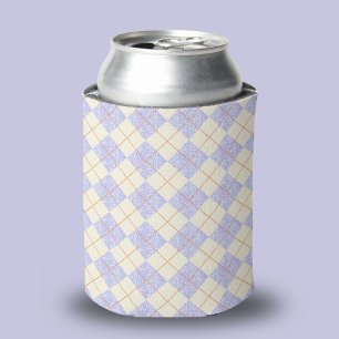 Porta-lata Padrão Argyle Roxo Pastel em Diamantes Amarelos