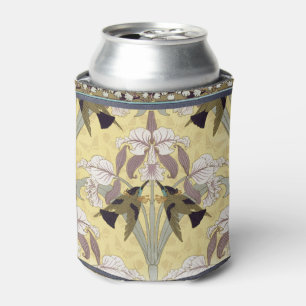 Porta-lata Padrão Art Nouveau de Orquídea Beija-flor Vintage