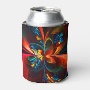 Porta-lata Padrão Azul Laranja-Abstrato Floral Moderno #14