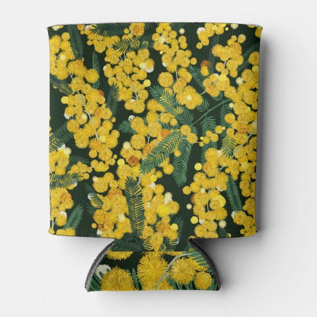 Porta-lata Padrão Botânico das Flores Amarelas Mimosa (Frente)