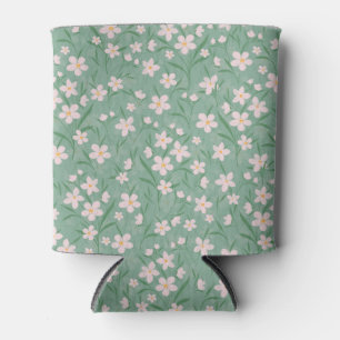 Porta-lata Padrão Botânico Floral Branco da Aquarela