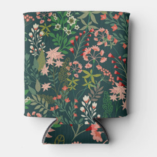 Porta-lata Padrão Botânico Floral Escuro Sem Vista