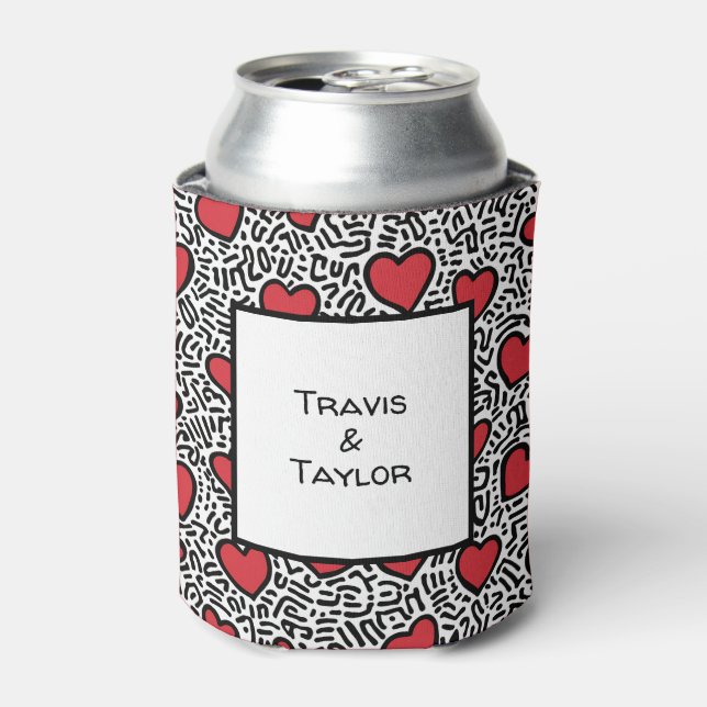Porta-lata Padrão cardíaco de pop Art (Can Front)