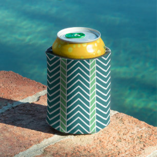 Porta-lata Padrão Chevron Azul-Verde