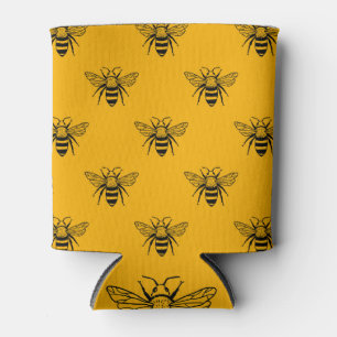 Porta-lata Padrão De Abelhas Vintage, Amarelo Negro.