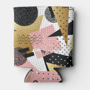 Porta-lata Padrão de Abstrato cor-de-rosa com folha dourada