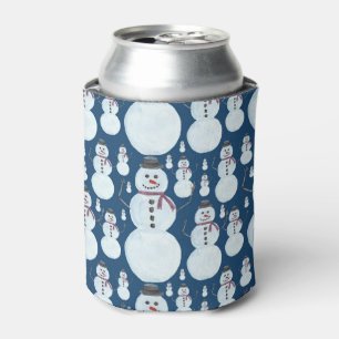 Porta-lata Padrão de Aquarela Azul Snowman Fresco