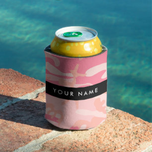 Porta-lata Padrão de Camuflagem Rosa, Seu nome, Personalize