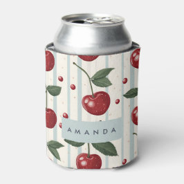 Porta-lata Padrão de Cereja Vermelha Personalizada Retro-Vint