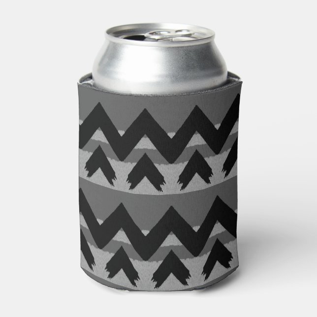 Porta-lata Padrão de Cinza Preta Zig Zag (Can Front)