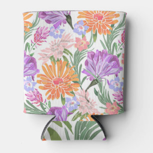 Porta-lata Padrão de colheita floral, flores coloridas.