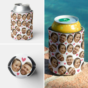 Porta-lata Padrão de Coração de Foto de Rosto Personalizado C
