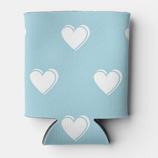 Porta-lata Padrão de Coração Simples Branco Azul