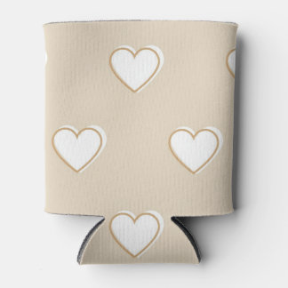 Porta-lata Padrão de Coração Simples, Grito e Branco Cor-de-R