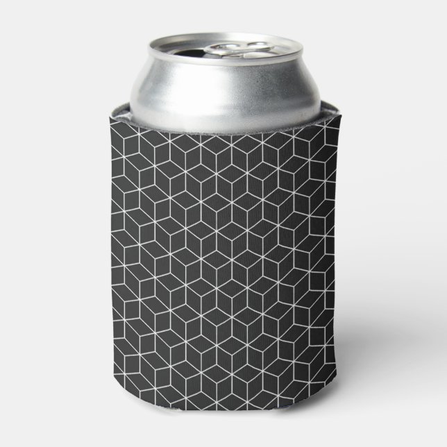 Porta-lata Padrão de Cubo Geométrico Preto e Branco (Can Front)