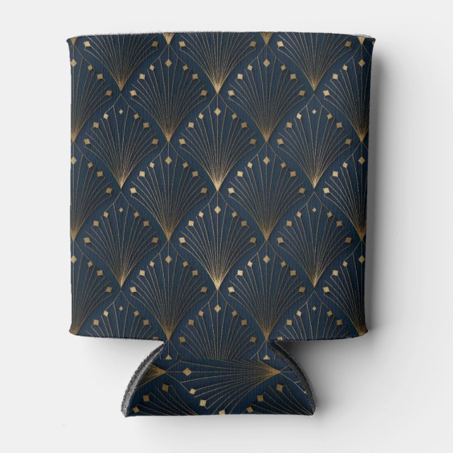 Porta-lata Padrão de decoração azul e dourado (Frente)