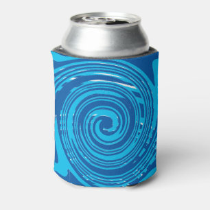 Porta-lata Padrão de espiral azul e branco