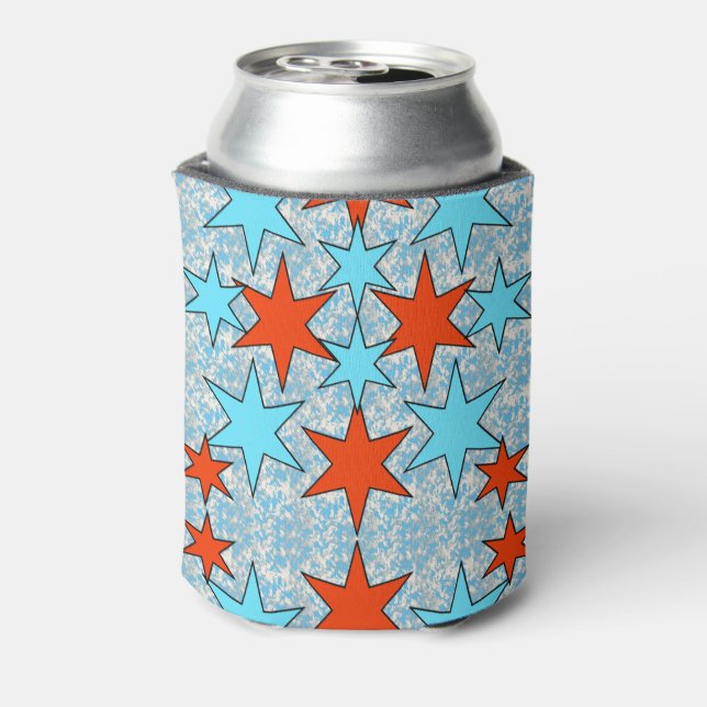Porta-lata Padrão de Estrela Azul e Vermelha (Can Back)