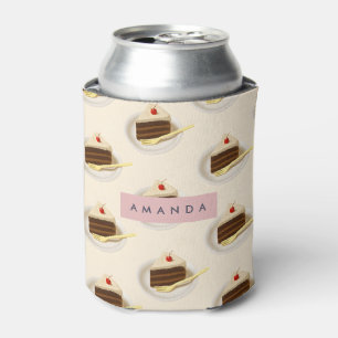 Porta-lata Padrão de Fatia de Bolo de Chocolate Personalizado