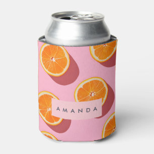 Porta-lata Padrão de Fatia Laranja Personalizada do Monograma