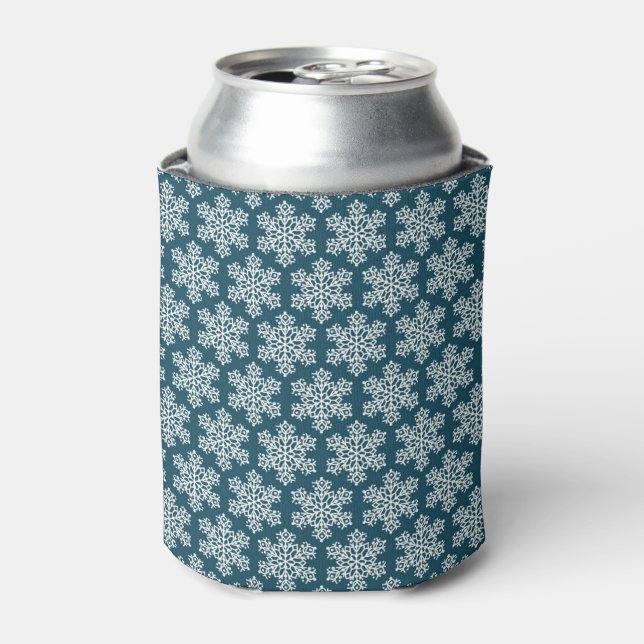 Porta-lata Padrão de flocos de neve design azul (Can Front)