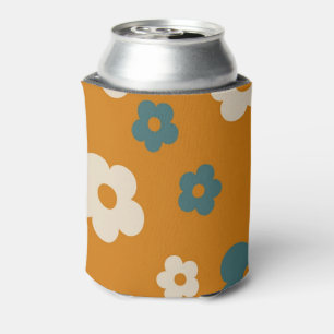 Porta-lata Padrão de Flor de Hippie Azul Preppy Brown