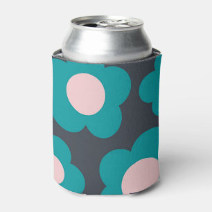 Porta-lata Padrão de Flor de Hippie Cor-de-Rosa-Azul