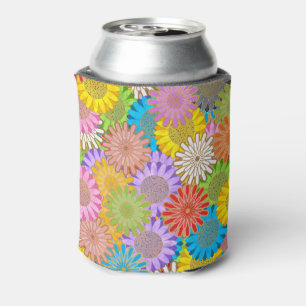 Porta-lata Padrão de Flor Hippie Caótico Colorido Vibrante
