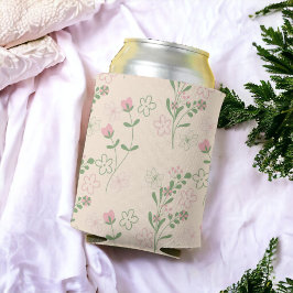 Porta-lata Padrão de Flor Verde Rosa Y2K 70s Rosa Verde