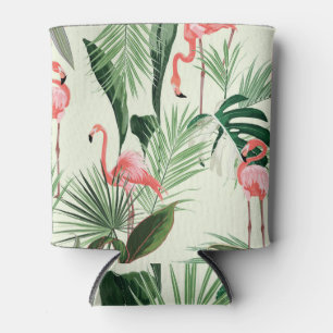 Porta-lata Padrão de Flores Exóticas Flamingo Rosa