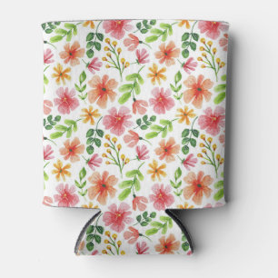 Porta-lata Padrão de Flores Rosa Aquarela-69677